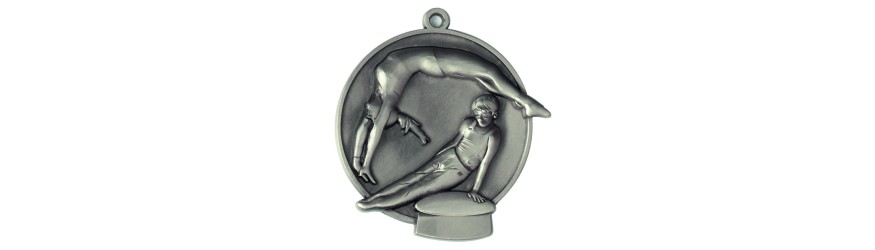 ROUND GYMNASTIC MEDAL 45MM  - AVAILABLE IN GOLD OR SILVER 